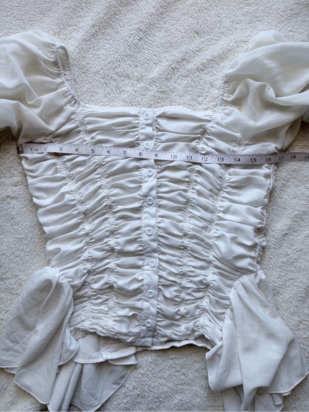 Elegant White Ruched Women's Top - Picture 5 of 10